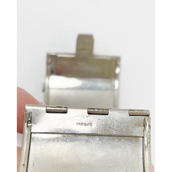 Vargas Victorian Style Pierced Repoussé Silver Clamper Bracelet Cuff Vintage - Picture 6 of 12